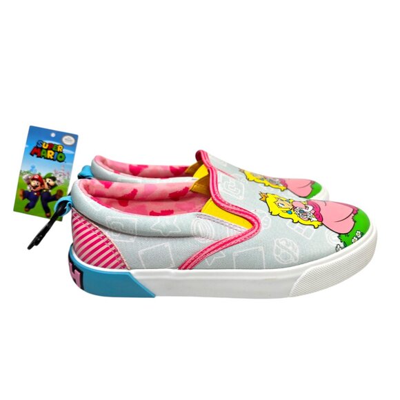 Super Mario Princess Peach Sneakers Slip-On Twin Gore Big & Little Girls 3D Logo - Picture 3 of 8